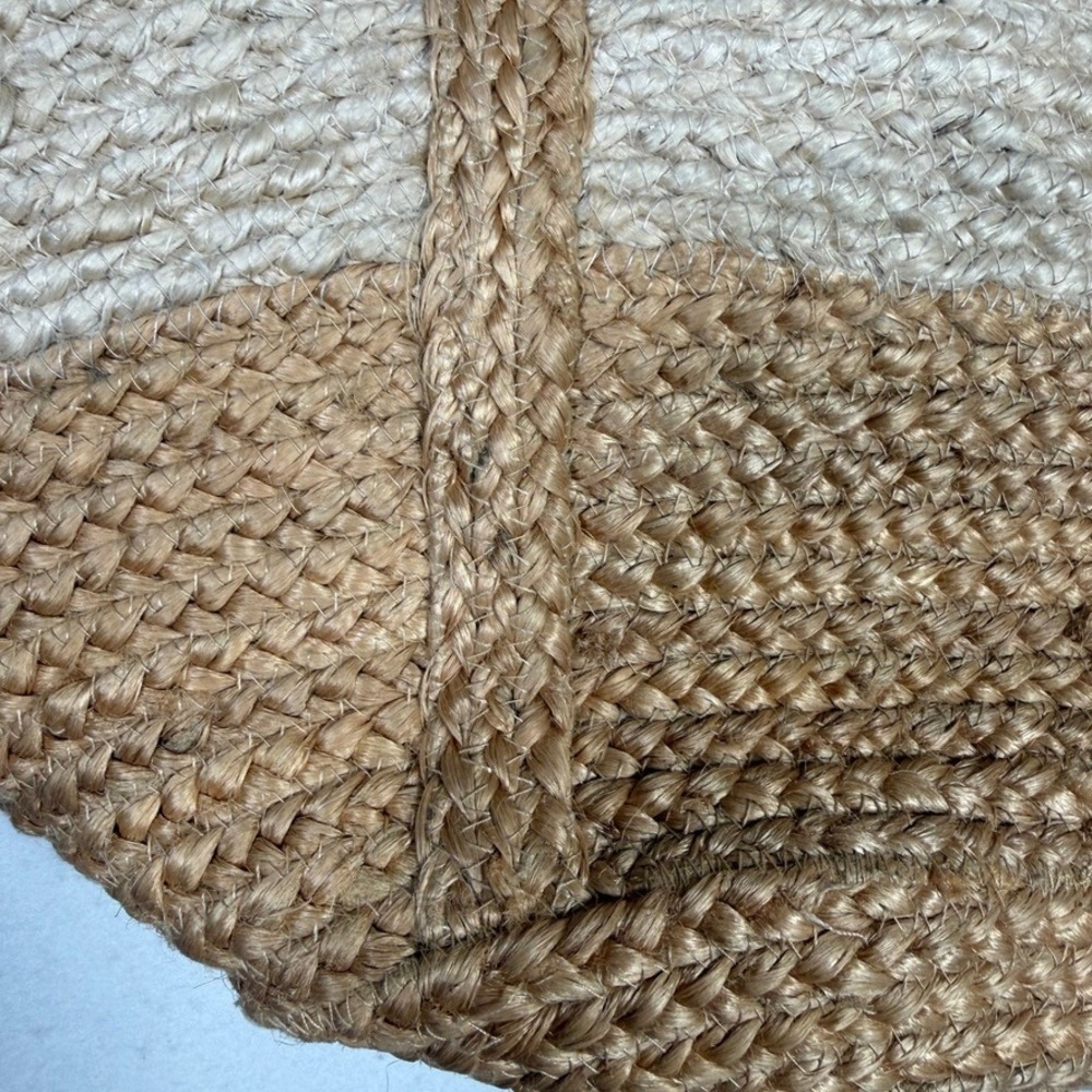 ANTIK KRAFT 100% Jute Color Block Tote Bag Ivory Natural Tassel NWT India - Picture 4 of 8